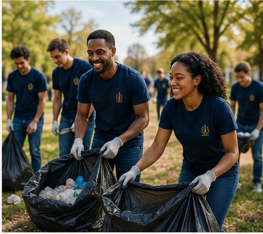 Community members working alongside one another